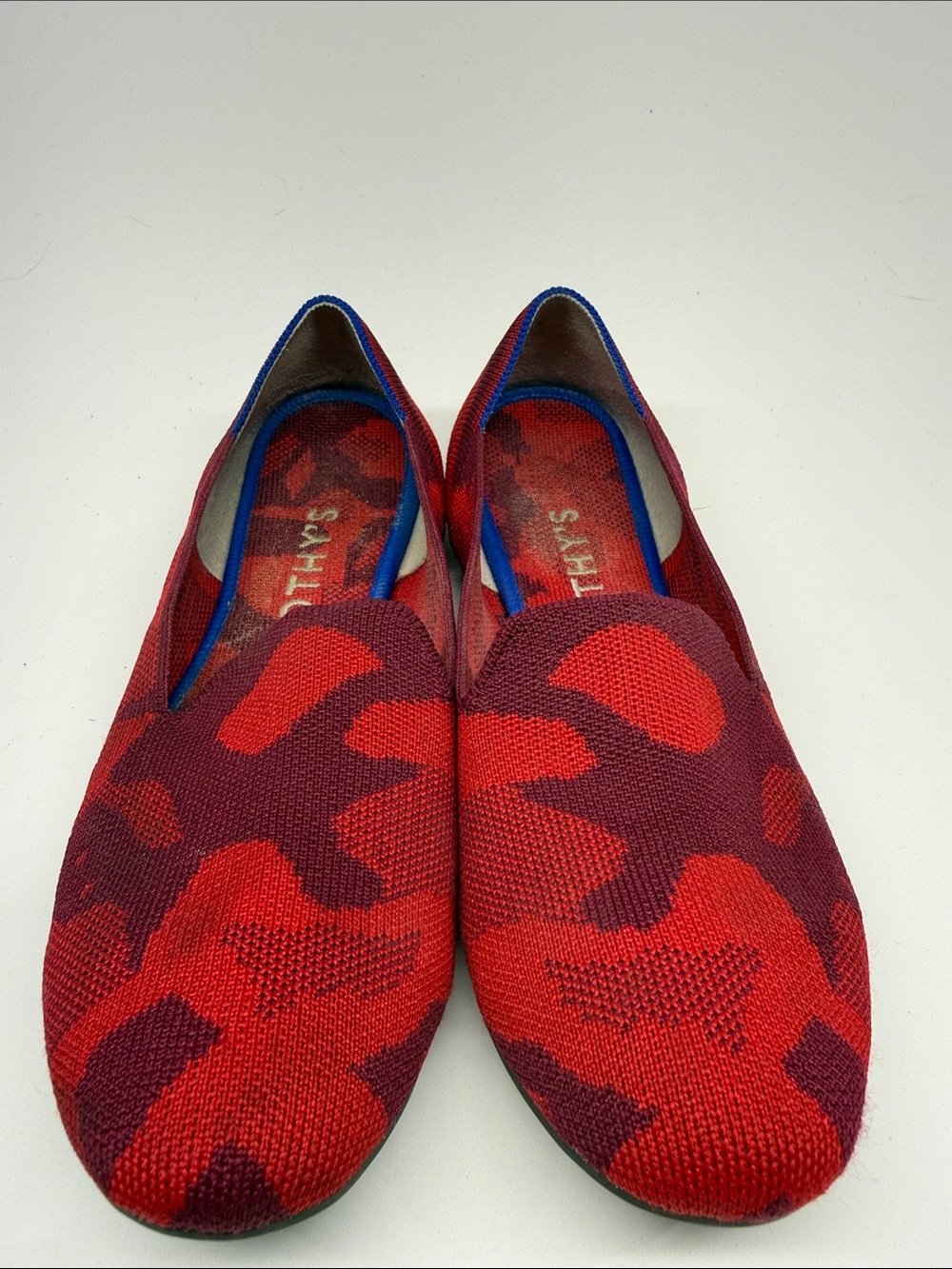 Rothy's Red & Burgundy Patterned Knit Slip-On Flats